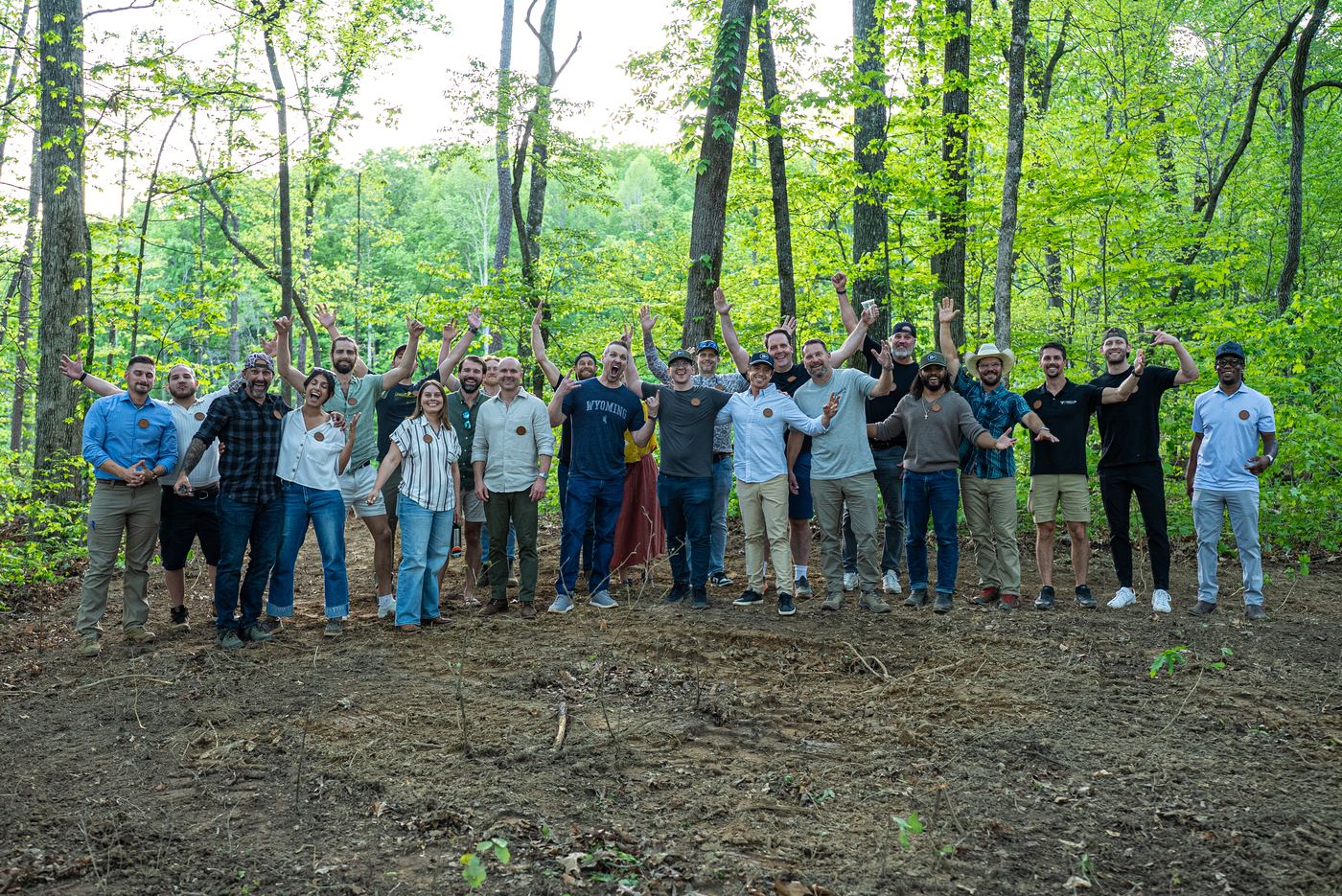 Group photo in the woods