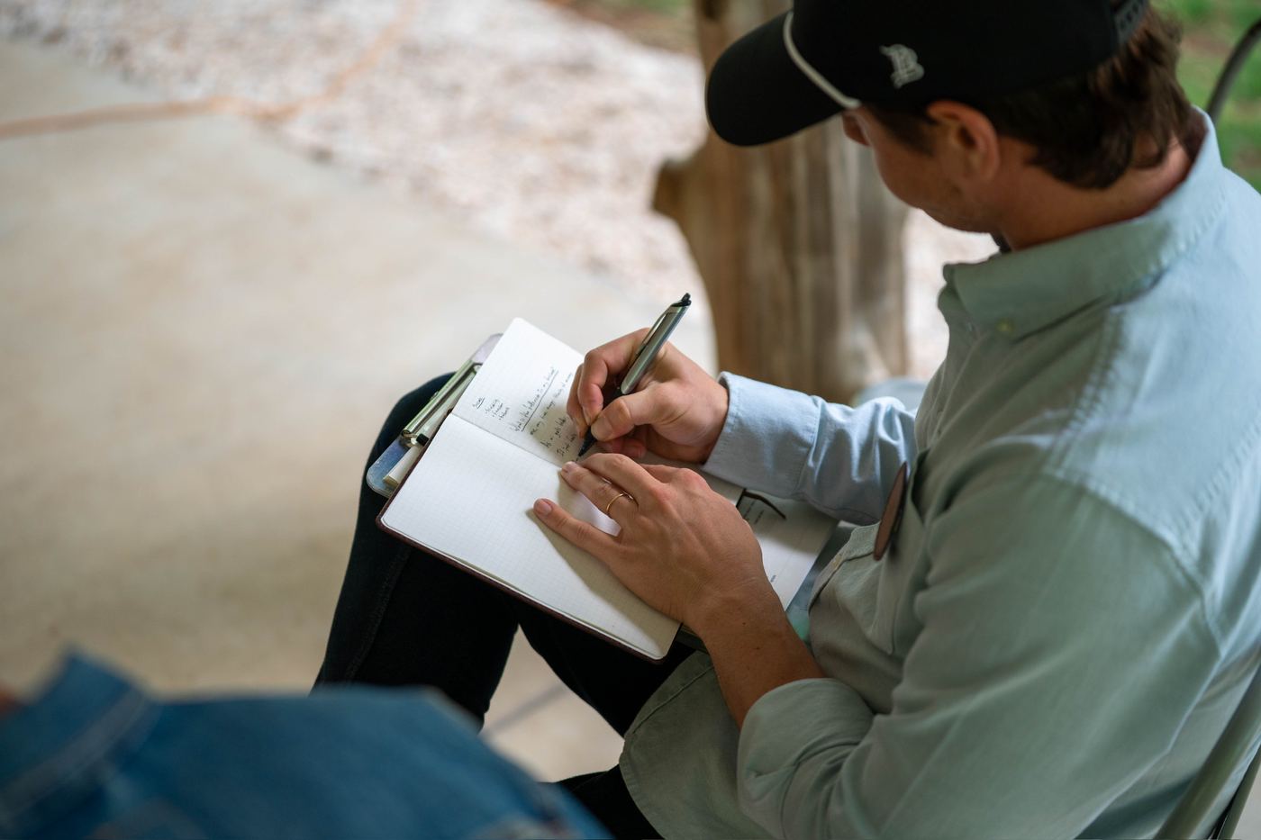 Operator taking notes